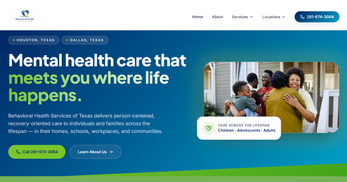 Behavioral Health Services of Texas website design