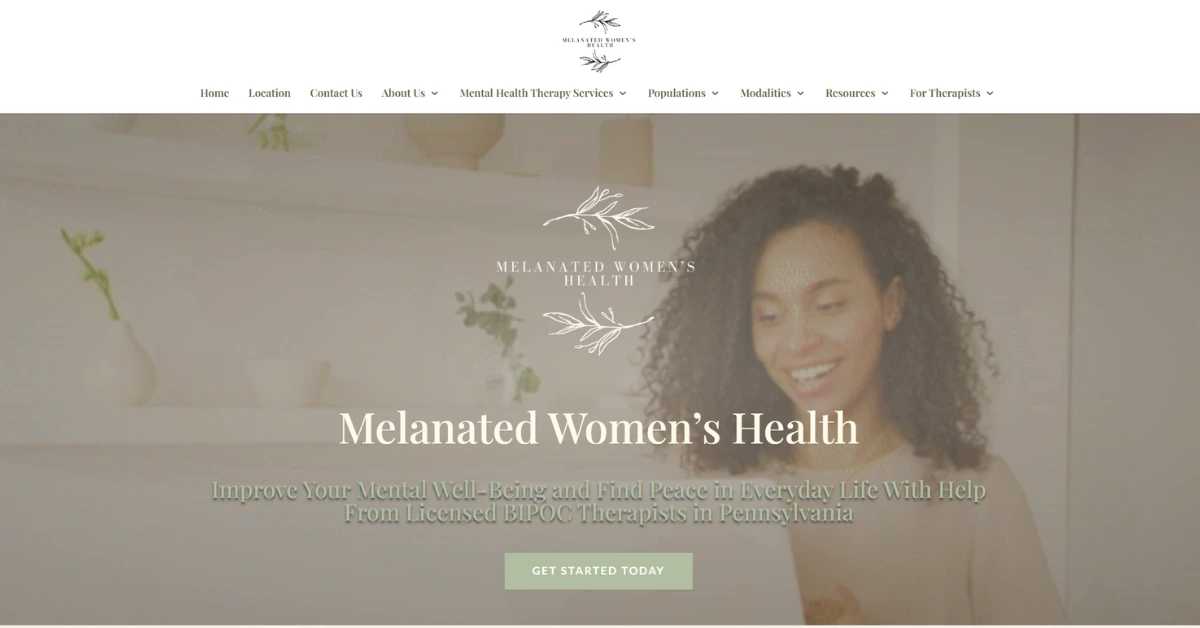 Melanated Women's Health website design